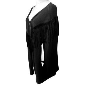 Love Token Black Cape with Fringe, Sz M